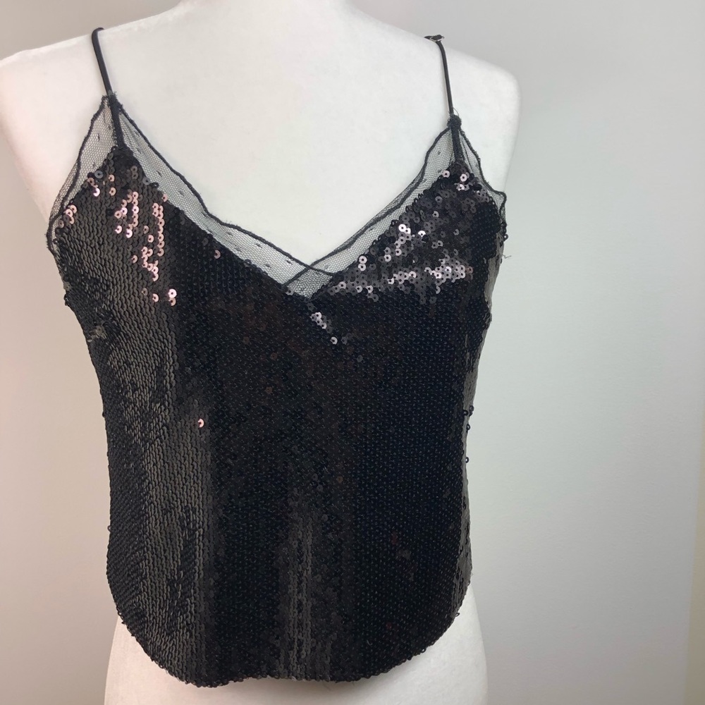 Black Sequin  Blouse Size M